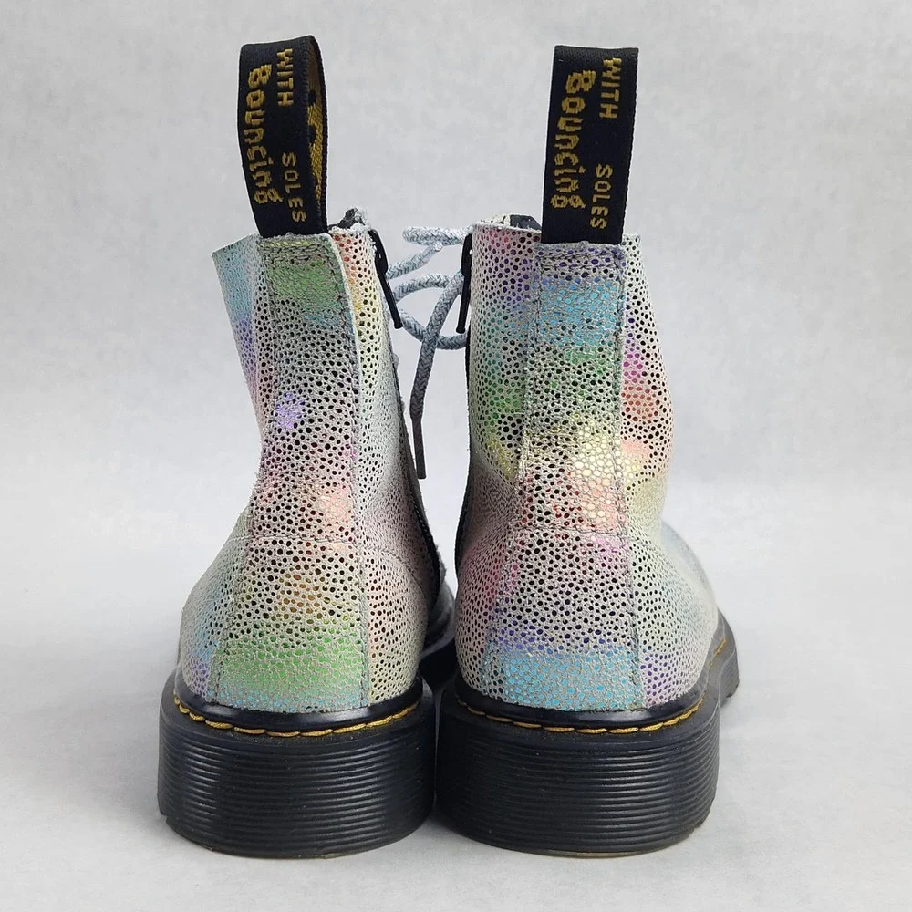 Dr. Martens 1460 Pascal J Iridescent Boots Size 3 UK 4M/5L EU 36 Rainbow Silver